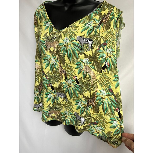 Jane and Delancey Novelty Print Top Birds Animals Sleeveless Shirt sze XL V Neck - Picture 5 of 12